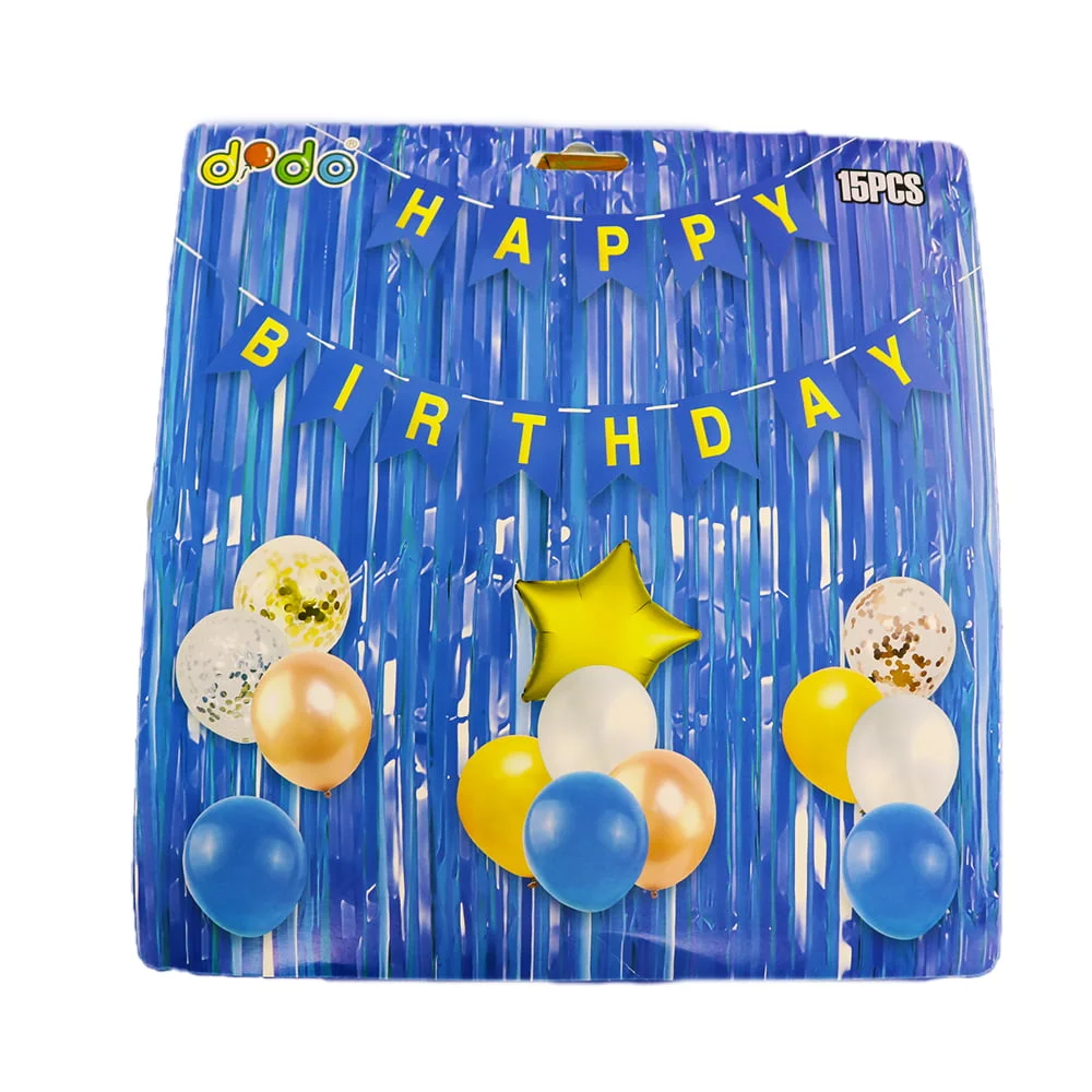 ბუშტების ნაკრები და სადღესასწაულო ლენტა - HAPPY BIRTHDAY