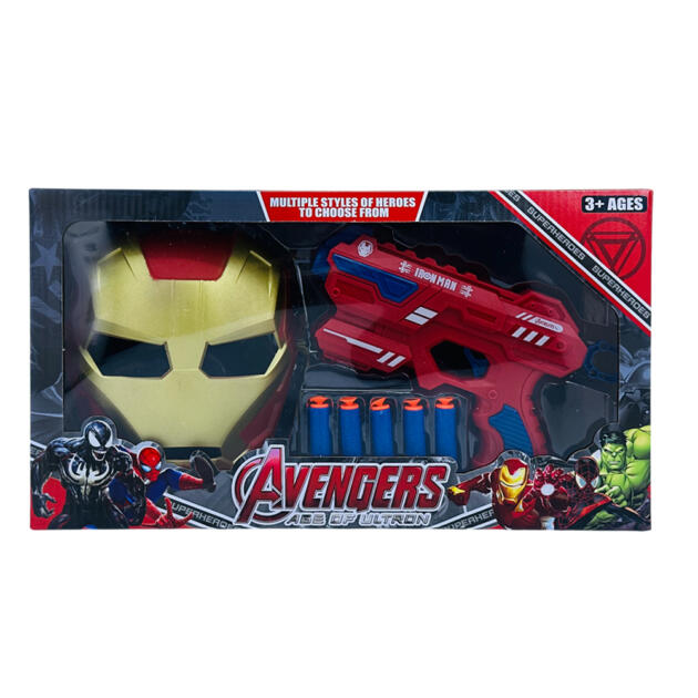 Gun with Soft Bullets and Iron Man Mask 648-29